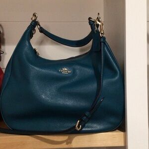Coach Teri Hobo Dark Teal Leather Shoulder Crossbody Bag